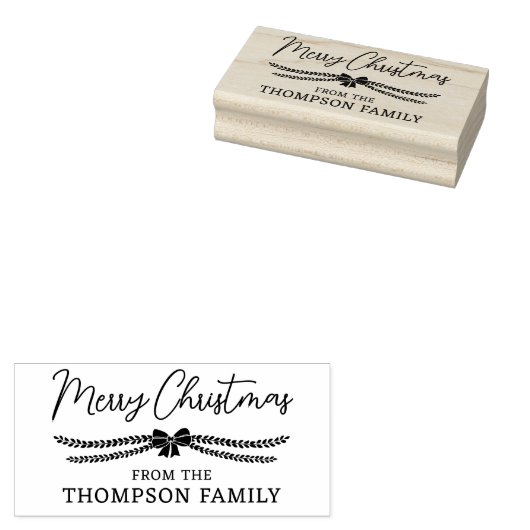 Bow & Garland Vrolijk kerstcadeau van familie Rubberstempel (Gestempeld)