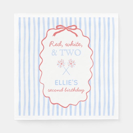 Bow Gestreepte 4 Juli Verjaardag Servetten (Voorkant)