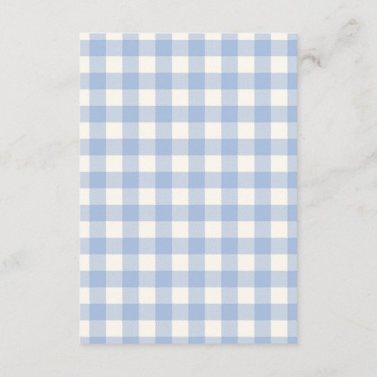 Bow Gingham Franse Teddybeer Diapper Raffle Informatiekaartje (Achterkant)