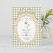 Bow Gingham One Silly Goose 1e Verjaardag Kaart (Staand voorkant)