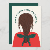 Bow Girl Kerstmis Feestdagenkaart (Voorkant / Achterkant)