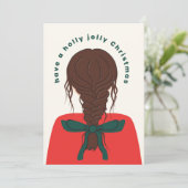 Bow Girl Kerstmis Feestdagenkaart (Staand voorkant)