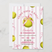 Bow Girl Softball Birthday Game time Kaart (Voorkant)