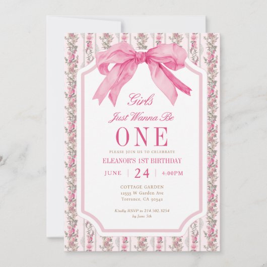 Bow Girls willen gewoon één 1e verjaardagsfoto zij Kaart (Voorkant)