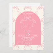 Bow girly uitnodigen voor verjaardag kaart (Voorkant / Achterkant)