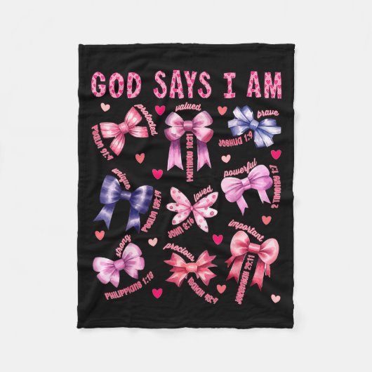 Bow God Say I Am Christian Girl Teen Women Bible V Fleece Deken (Voorkant)