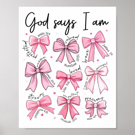 Bow God Say I Am Christian Girl Teen Women Bible V Poster (Voorkant)