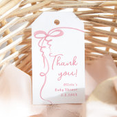Bow golvende lijst roze minimaal meisje dank u cadeaulabel