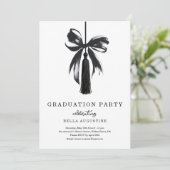 Bow Graduation Invitation Girl High School College Kaart (Staand voorkant)