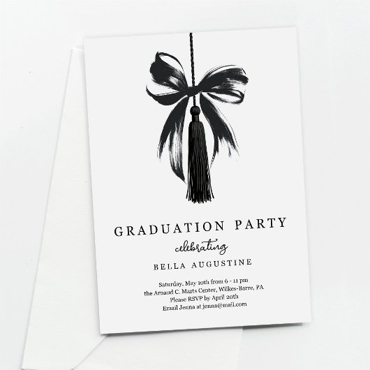 Bow Graduation Invitation Girl High School College Kaart