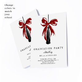 Bow Graduation Invitation Girl High School College RSVP Kaartje