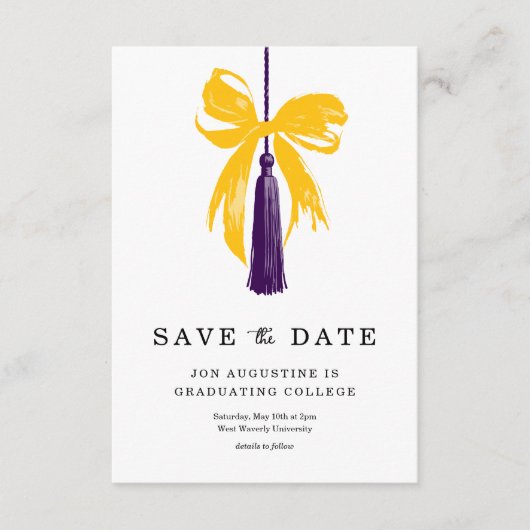 Bow Graduation Save the Date Insert Card Bedankkaart (Voorkant)