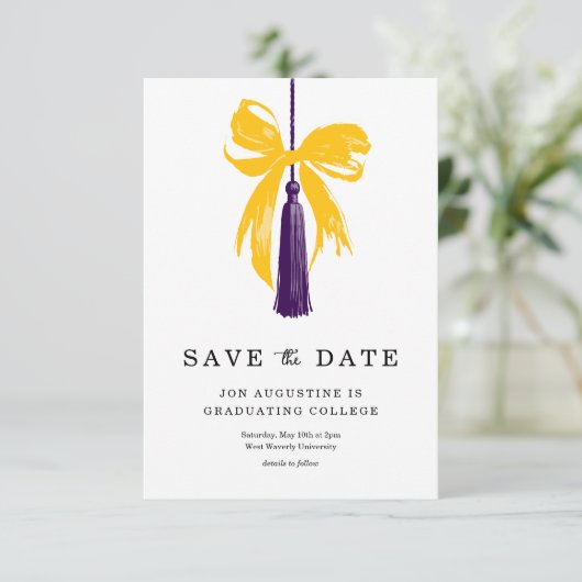 Bow Graduation Save the Date Insert Card Bedankkaart (Staand voorkant)