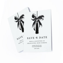 Bow Graduation Save the Date Insert Card