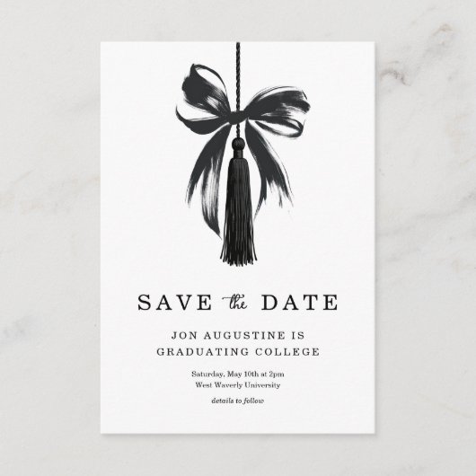 Bow Graduation Save the Date Insert Card Bedankkaart (Voorkant)