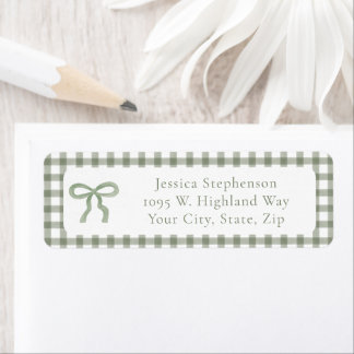  Bow Green Gingham Cottagecore Return Address Etiket
