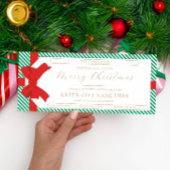 Bow Green Stripe Merry Christmas Gift Voucher Kaar Kaart