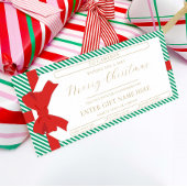 Bow Green Stripe Merry Christmas Gift Voucher Kaar Kaart