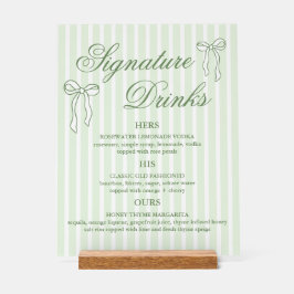 Bow Green Wedding Signature Drink cocktails Acryl Bord