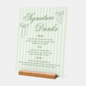 Bow Green Wedding Signature Drink cocktails Acryl Bord (Hoek)