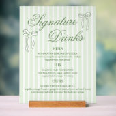 Bow Green Wedding Signature Drink cocktails Acryl Bord (Neutraal)