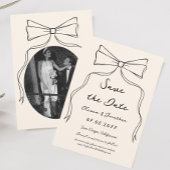 Bow Hand Drawn Wedding Sla de datum op Foto Kaart