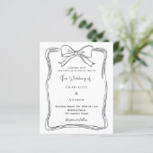 Bow hand getrokken zwart wit bruiloft uitnodiging (Staand voorkant)