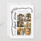 Bow Happiest Holidays Family 6 Photos Plaid Feestdagenkaart (Voorkant)