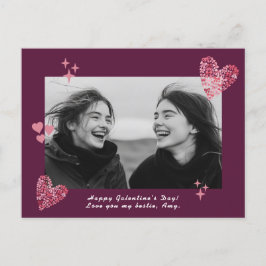 Bow Hearts Galentine's Day Custom Foto & Tekst Briefkaart