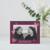 Bow Hearts Galentine's Day Custom Foto & Tekst Briefkaart (Staand voorkant)