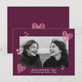 Bow Hearts Galentine's Day Custom Foto & Tekst Briefkaart (Voorkant / Achterkant)