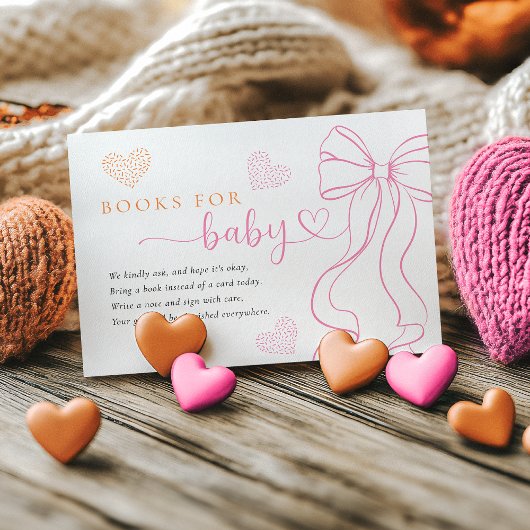 Bow Hearts Sprinkle Books for Baby Card Informatiekaartje