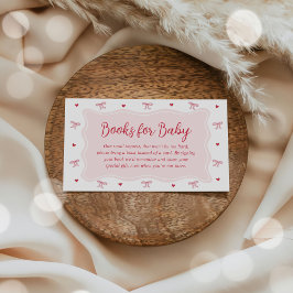 Bow Hearts Valentine Baby Shower Books for Baby Informatiekaartje