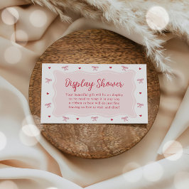 Bow Hearts Valentine Baby Shower Display Shower  Informatiekaartje