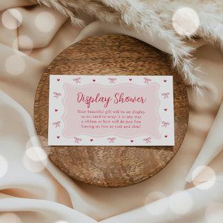 Bow Hearts Valentine Baby Shower Display Shower  Informatiekaartje