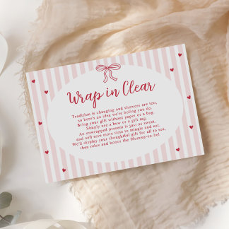 Bow Hearts Valentine Baby Shower Wrap In Clear Informatiekaartje