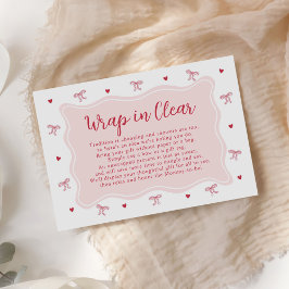 Bow Hearts Valentine Baby Shower Wrap In Clear Informatiekaartje