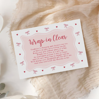 Bow Hearts Valentine Baby Shower Wrap In Clear Informatiekaartje
