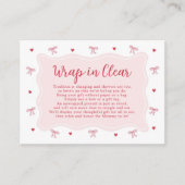 Bow Hearts Valentine Baby Shower Wrap In Clear Informatiekaartje (Voorkant)