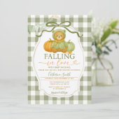 Bow Herfst in liefde Beer Pompoen Baby shower Ging Kaart (Staand voorkant)