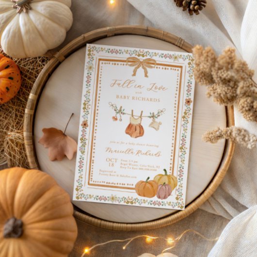 Bow Herfst in Liefde Herfst Baby shower Meisje Kaart