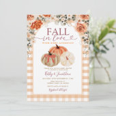 Bow Herfst in Liefde Sinaasappel gingham Baby show Kaart (Staand voorkant)