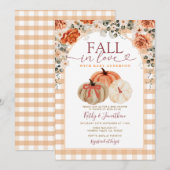 Bow Herfst in Liefde Sinaasappel gingham Baby show Kaart (Voorkant / Achterkant)