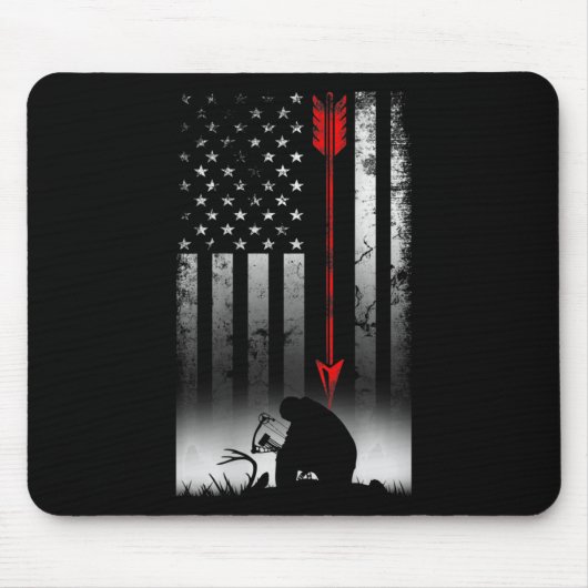 Bow hert jaagt Amerikaanse vlag cadeau voor Bow hu Muismat (Voorkant)