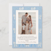 Bow Ho Ho Blauwe Strikken Foto Kerstmis Feestdagenkaart (Achterkant)