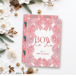 Bow Ho Rode & Roze Bogen Kerstmis Feestdagenkaart