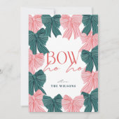 Bow Ho Rood & Groene Bogen Kerst Feestdagenkaart (Voorkant)