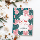 Bow Ho Rood & Groene Bogen Kerst Feestdagenkaart