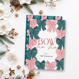 Bow Ho Rood & Groene Bogen Kerst Feestdagenkaart