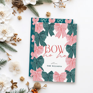 Bow Ho Rood & Groene Bogen Kerst Feestdagenkaart